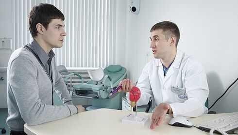 a doctor prescribes the treatment of prostatitis with a device